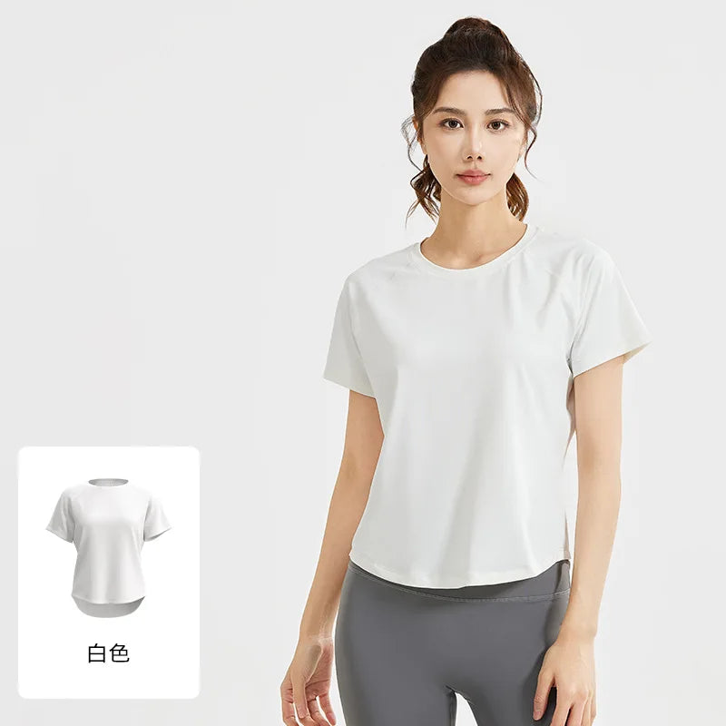 STOUREG Women's Loose Mesh Sports T Shirt Quick Dry Short Sleeve Yoga T Shirt Pilates Running Sports Fitness Short Sleeve