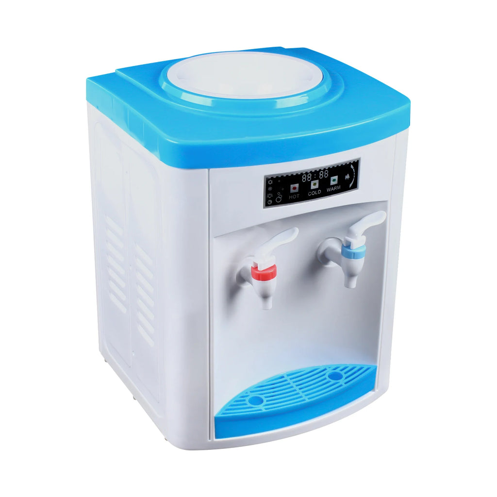 Compact Hot and Cold Water Dispenser, Energy-Saving Desktop Water Cooler Stainless Steel Mini Drinking Station for Office Home