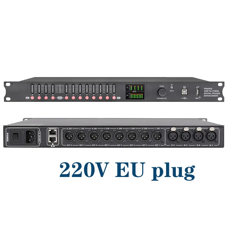 DP48X Professional Digital Audio Processor 4Input 8Output  Drive Rack Procesador With RIR DEQ 192KHZ Speaker Management System