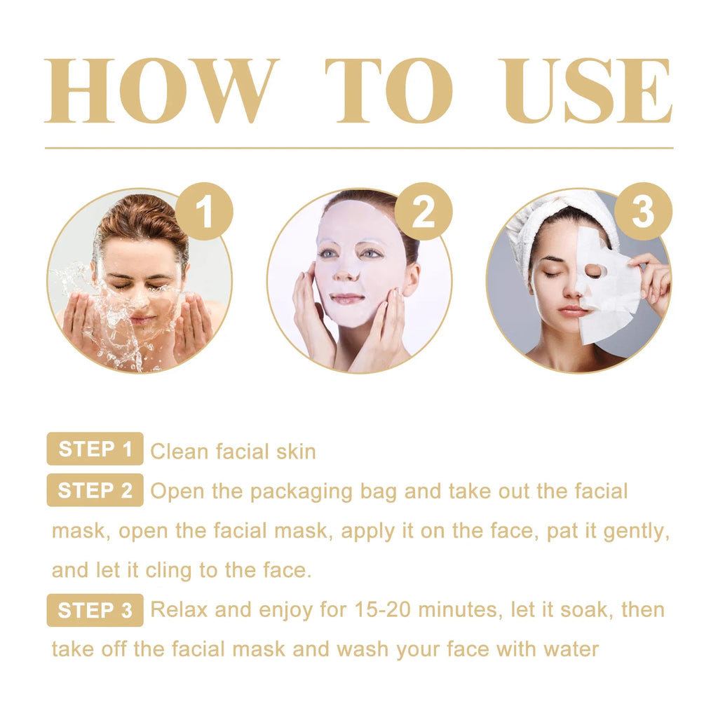 10PCS Collagen Anti Wrinkle Facial Mask Anti Aging Fade Fine Lines Firm Skin Moisturizing Brightening SkinCare Korean Cosmetics