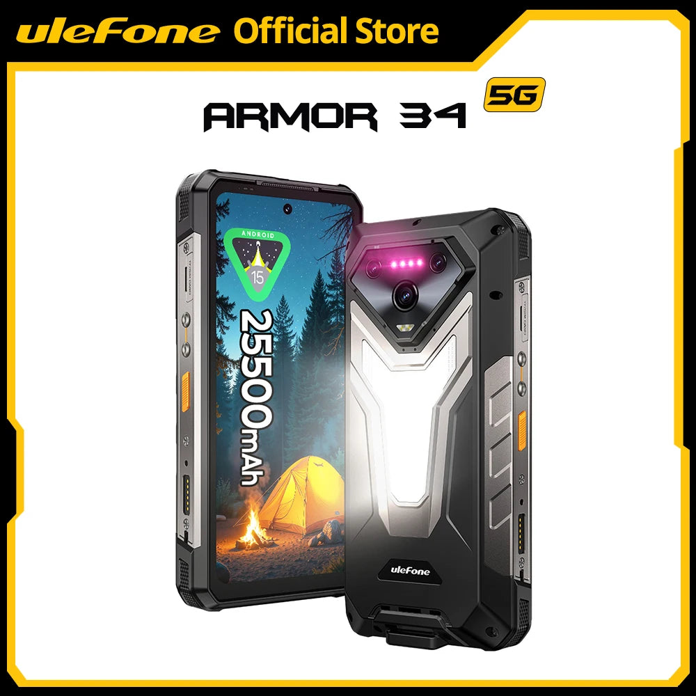 【World Premiere】Ulefone Armor 34 5G AI Rugged Phone 25500mAh Up to 32GB+512GB 120Hz 6.95" NFC Android 15 Smartphon Main image