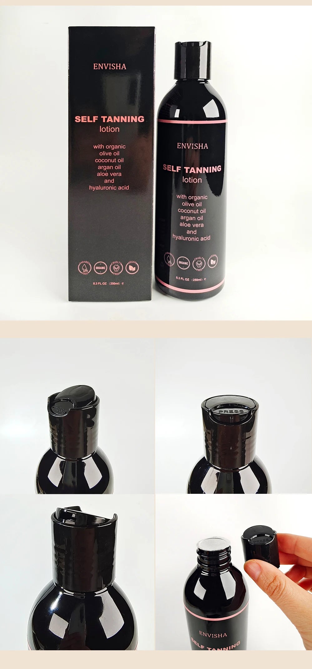ENVISHA Makeup Foundation Body Skin Care Self Tanning Lotion Fast Face Tan Cream Moisturizing Bronzer Nourishing Facial Lotion