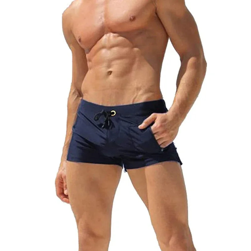Mens Swim Trunk Swimwear with Zipper Pocket Bathing Suit Swimming Boxer Brief Square Leg Mesh Liner Board Shorts Swimsuits Secondary image