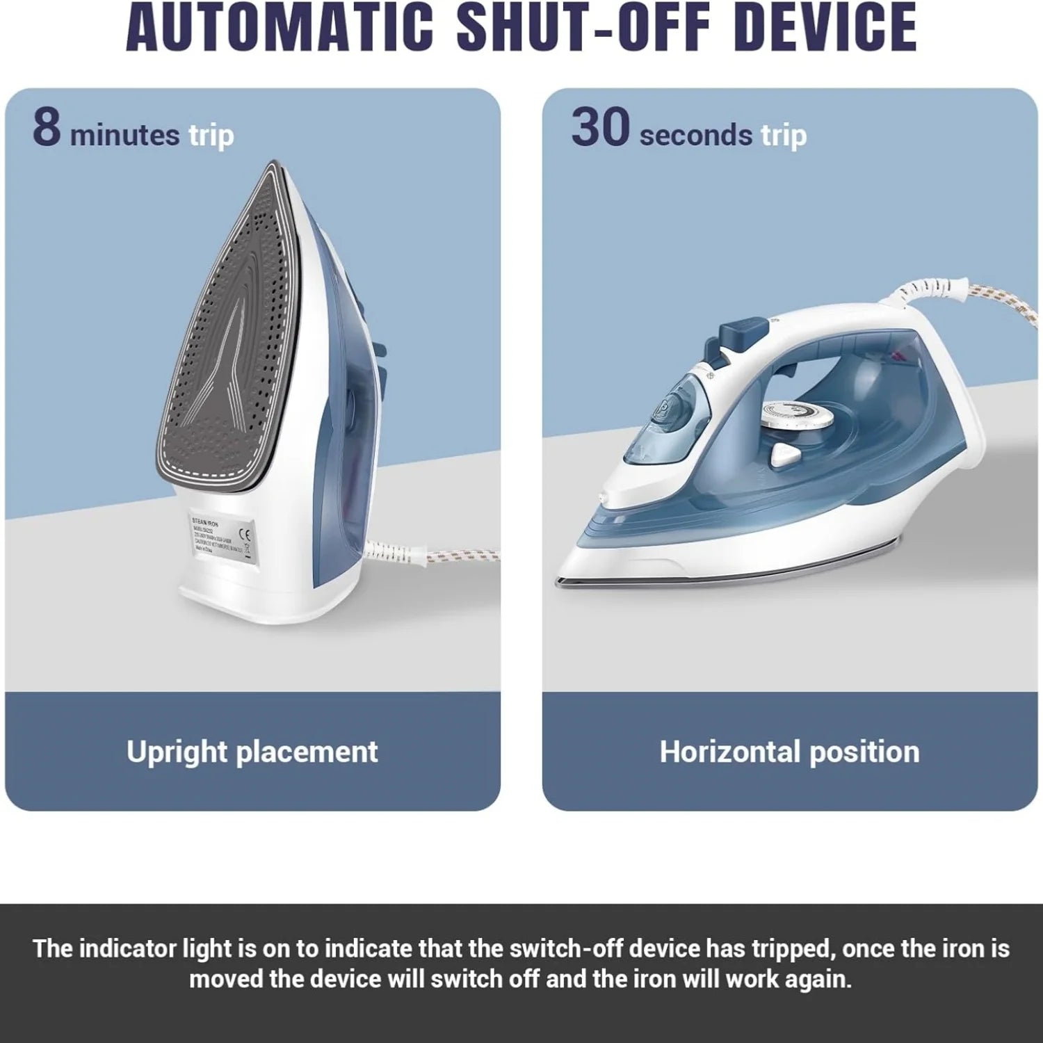 BRIEFNESS 2400W Steam Iron Handheld Iron Adjustable Thermostat Control Ironing Clothes Portable Ironing Tool