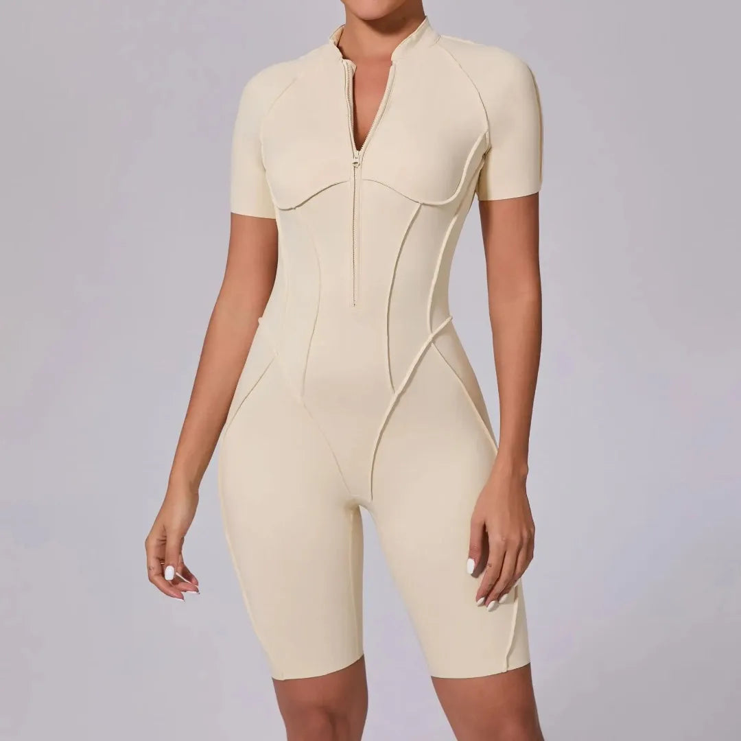 Women's Yoga Jumpsuit Hip Lift Sports Fitness Removable Padding Backless Zipper Leggings One-Piece Running Workout Gym Jumpsuit