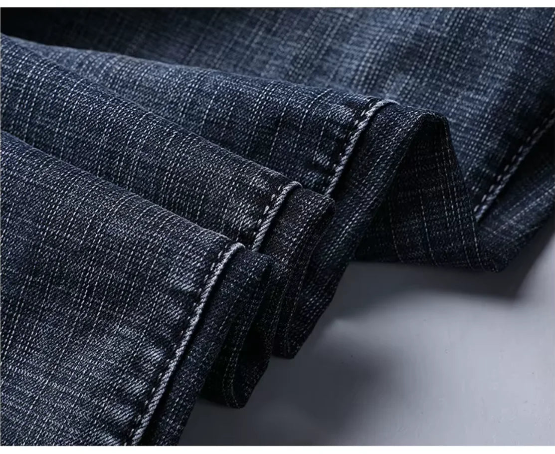 Wthinlee New Business Men's Jeans Casual Straight Stretch Fashion Classic Blue Black Work Denim Trousers Male Brand Clothing
