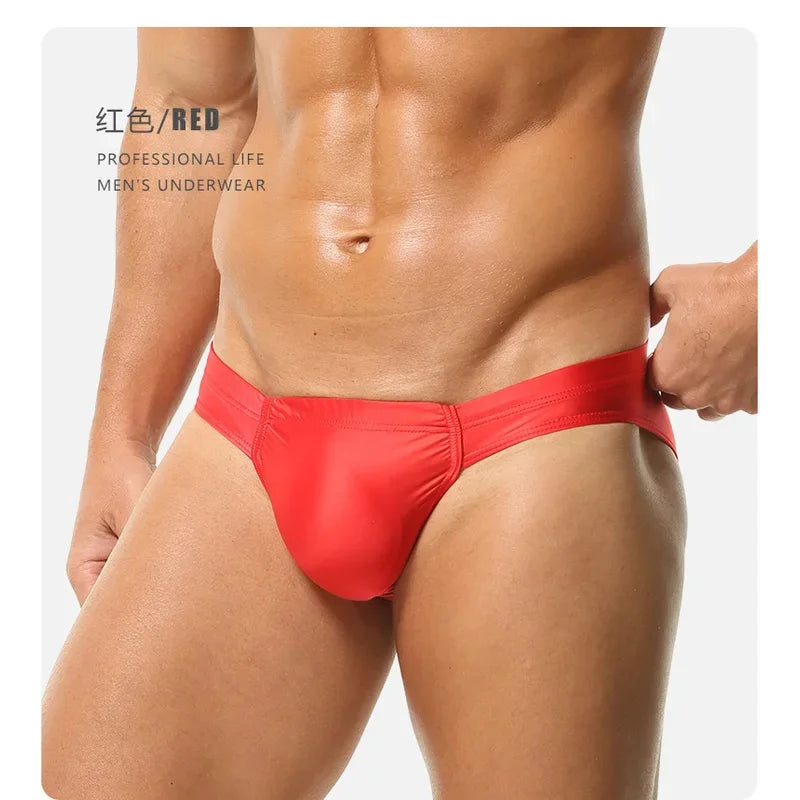 2026 fashion solid color men's three-dimensional triangle breathable sports low waist high elastic tight body