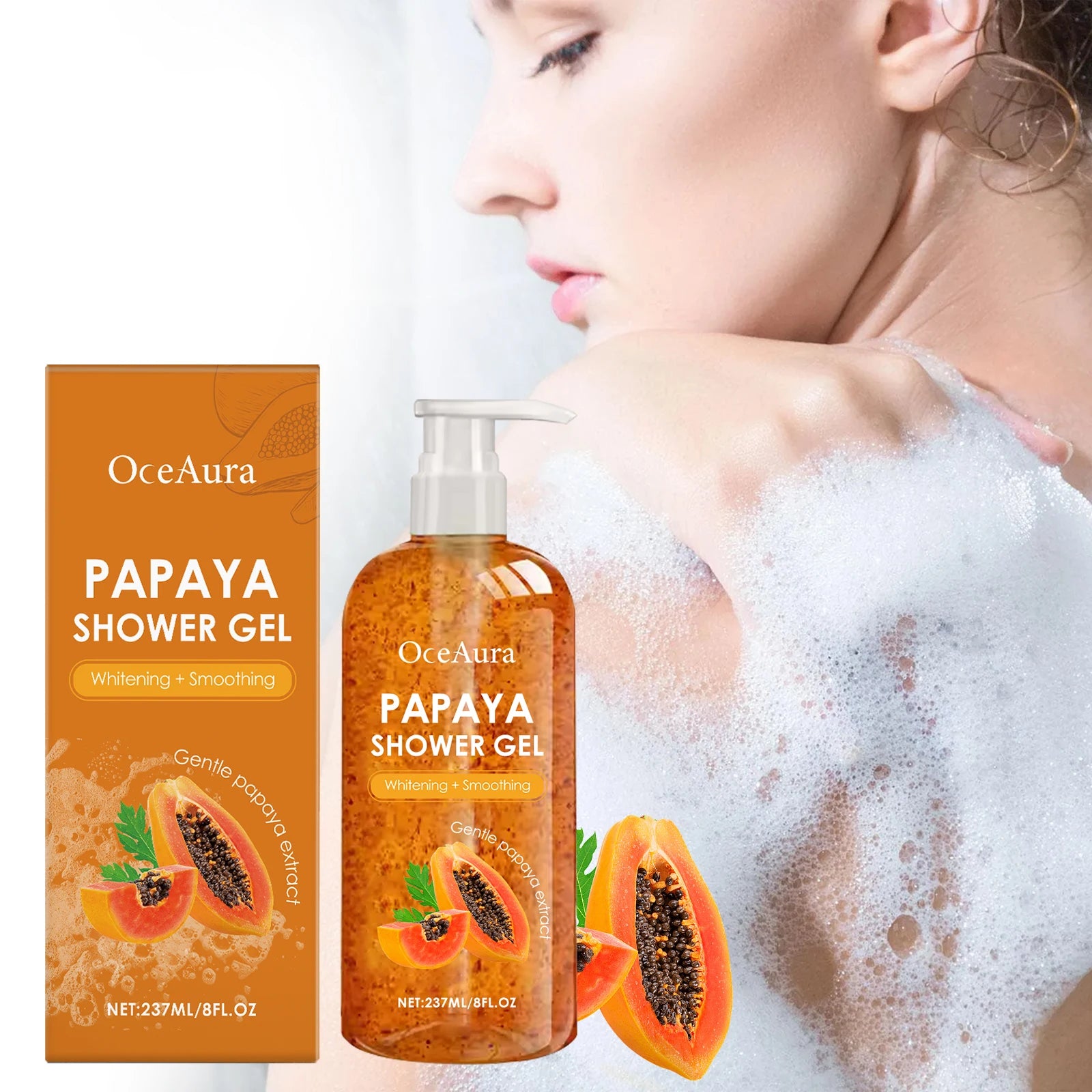 Papaya Whitening Shower Gel Exfoliating Fade Pigmentation Lasting Aroma Refreshing Control Oil Hydrating Rich Foam Body Wash Main image