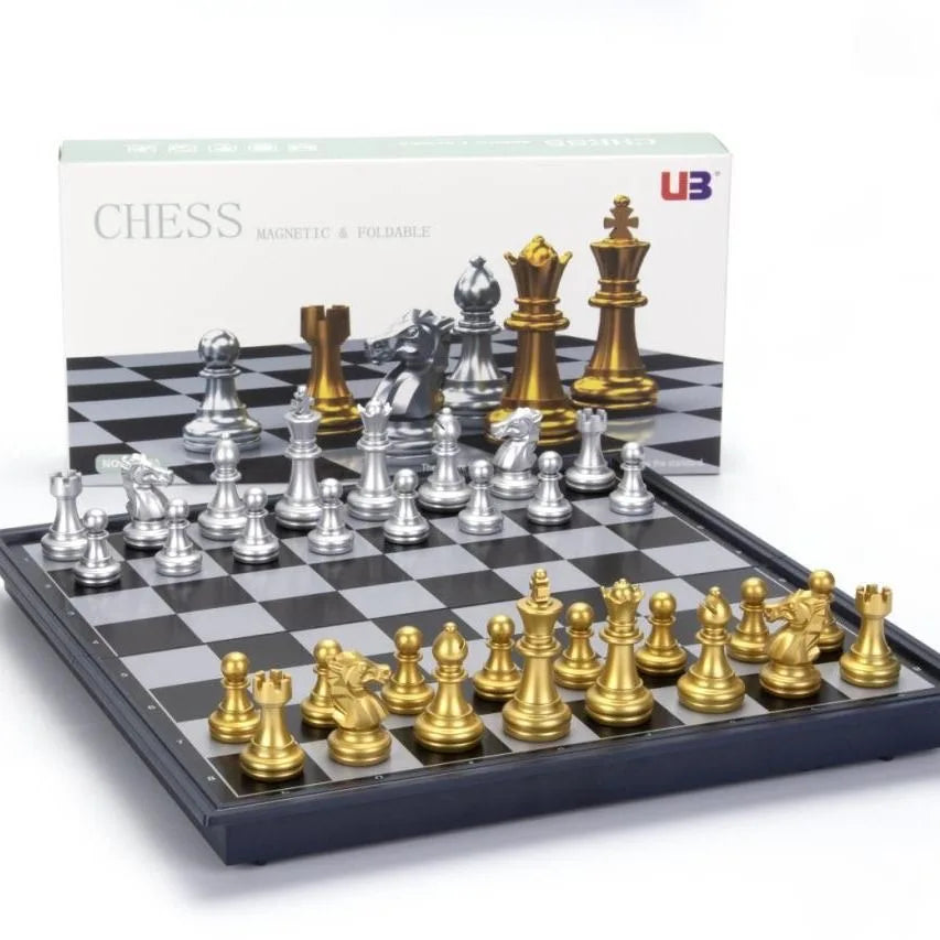 Magnetic International Chess Pieces Set, Folding Table Board, 3 Different Size, 36x31cm King 7.2cm Main image