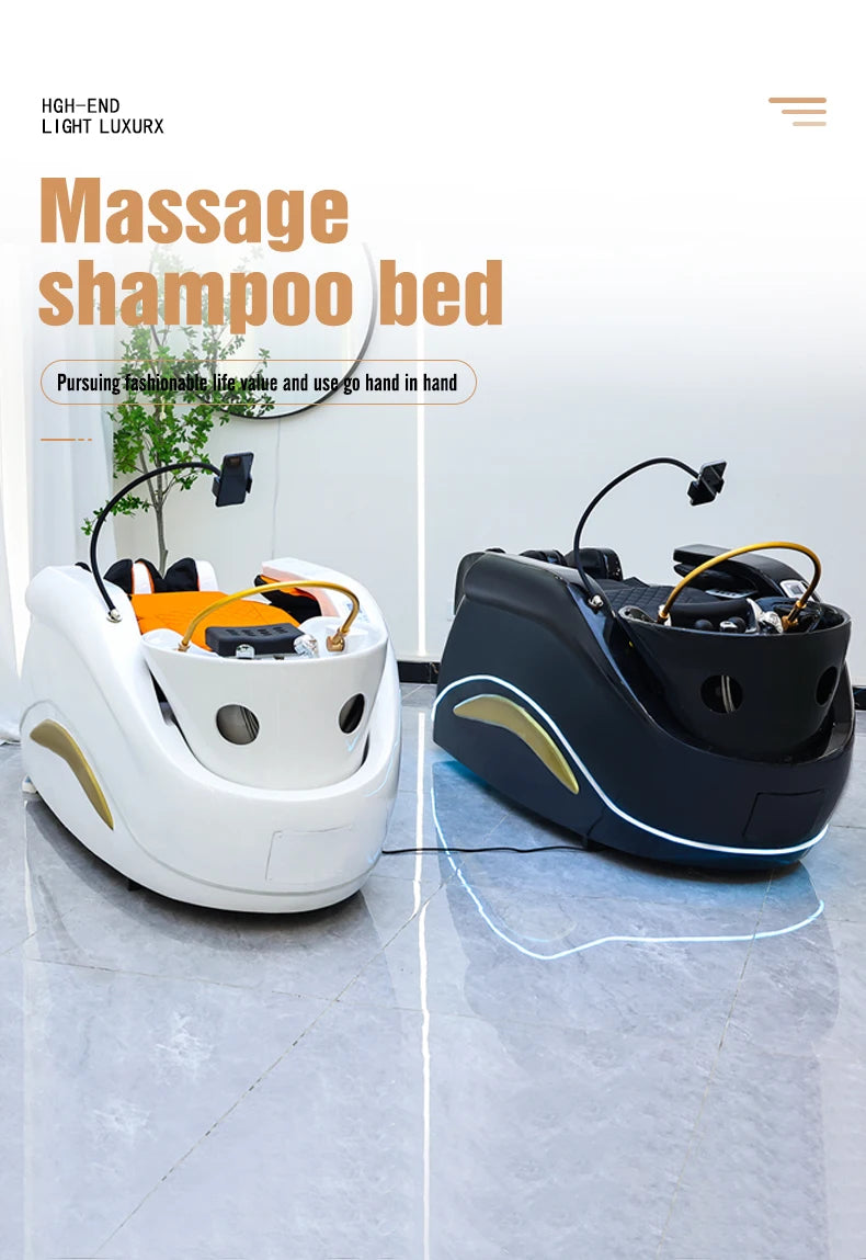 Professional Hot Sell Electric Lay Down Salon Head Spa Massage Shampoo Bed With Head Therapy and Steamer
