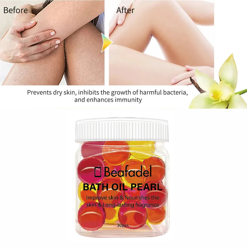 30pcs Bath Oil Pearl Dry Skin Moisturizing Soften SPA Relax Nourish Body Shower Essential Oil Beads Floral Scent Tub Bath Pearl