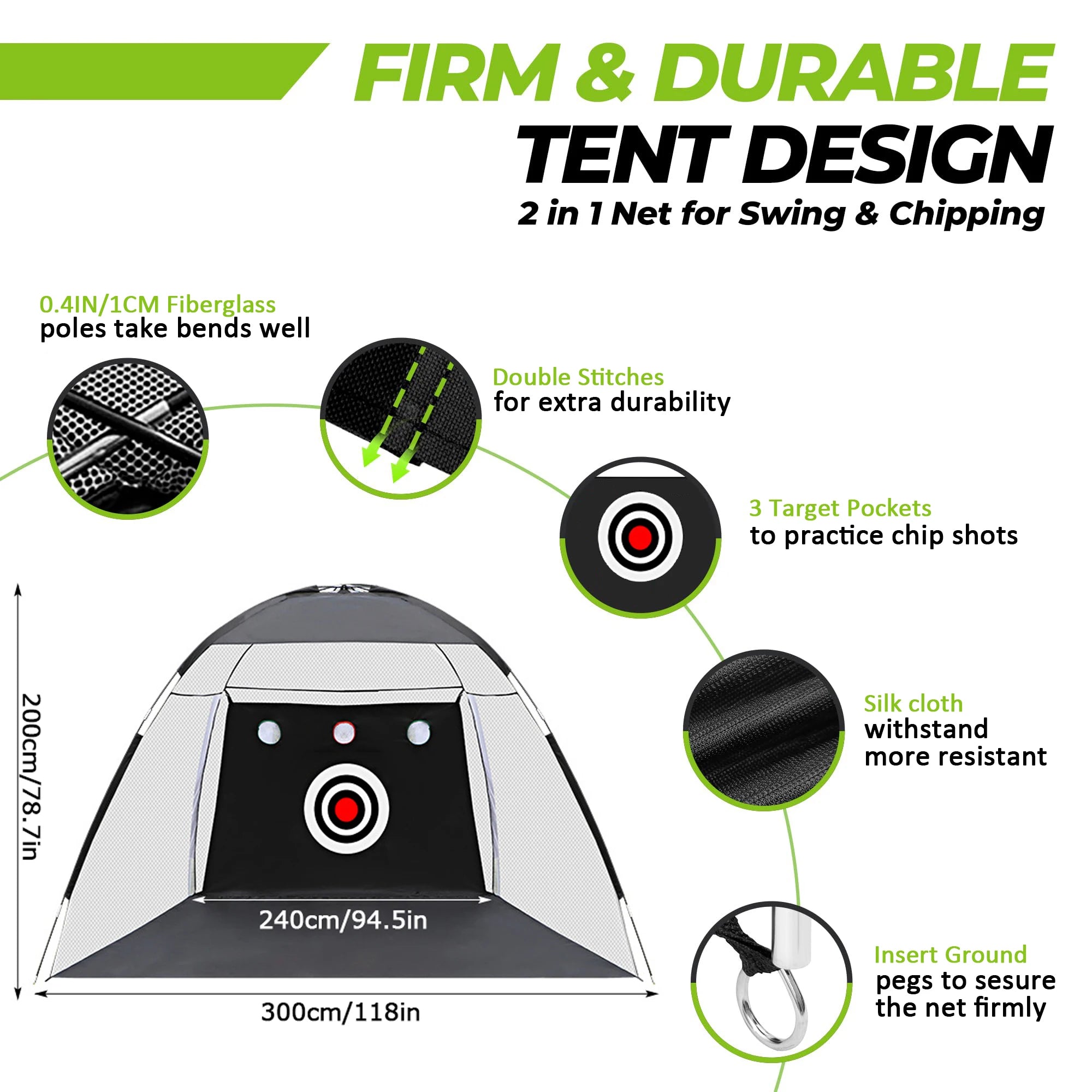 Golf Professional Practice Net Golf Hitting Cage Indoor Outdoor Exercise Practice Training Auxiliary Tool High Impact Hitting
