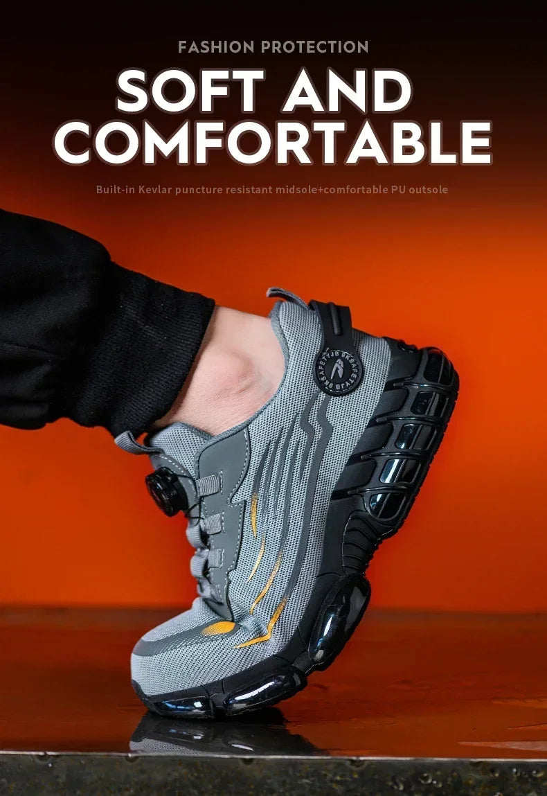 Men's Safety Shoes Protection And Elastic Safety Boots Fashionable Casual Shoes Breathable Odor Protection Men's Work Shoes
