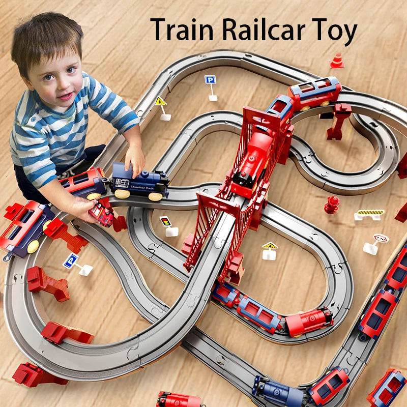 44Pcs/set Electric Train Track Sets Assembling Rail Train Car Toys Boy Educational Simulation Model Christmas Birthday Gift