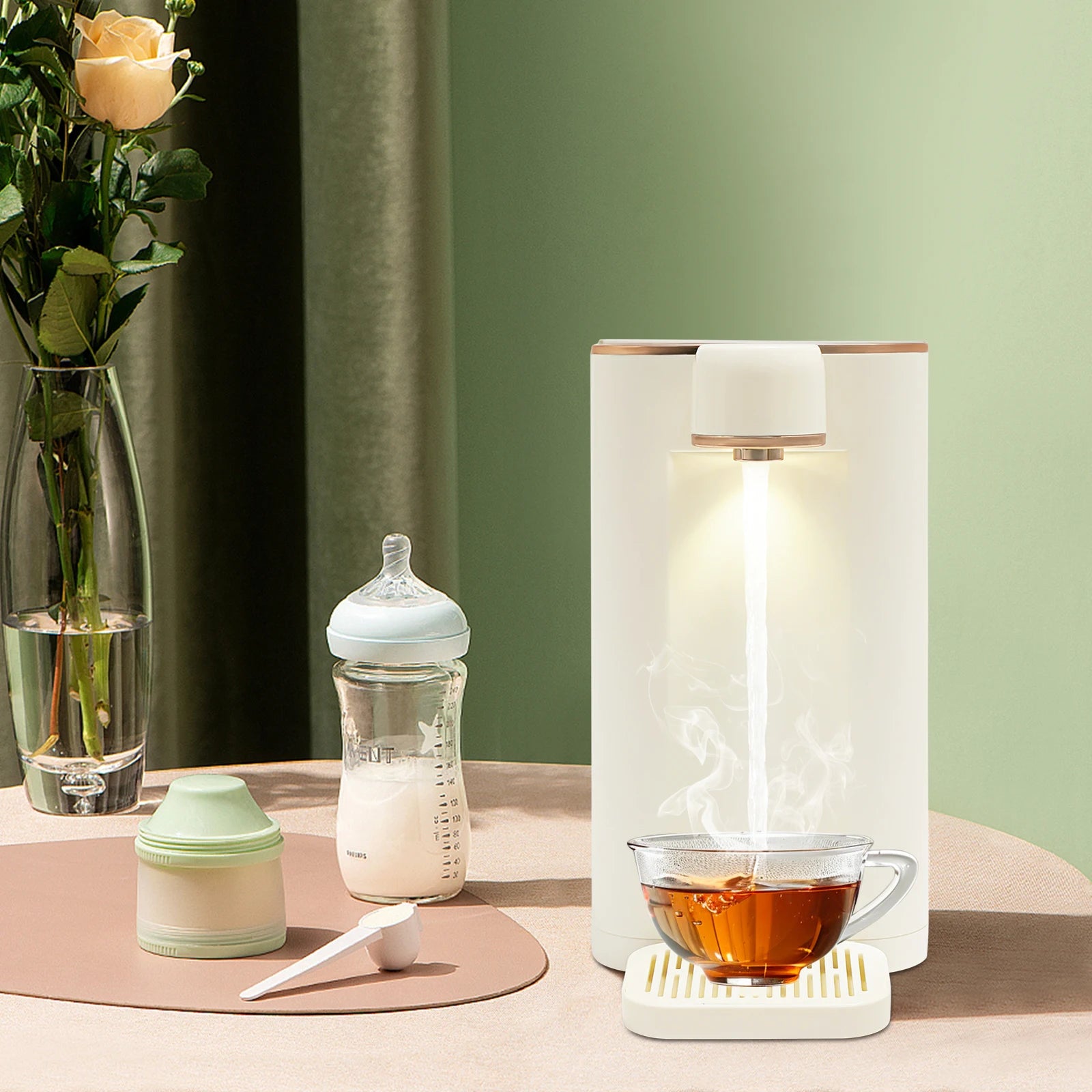 Electric Water Dispenser 27x19x26cm 10.63x7.48x10.24in 2000W Rare Earth Heating 3L 0.79Gal Multiple Temperature Touchscreen for