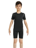 Youth Boys' Compression Sports Set Short Sleeve Athletic Shirts & Shorts Base Layer Set Sports Youth for Kids Football