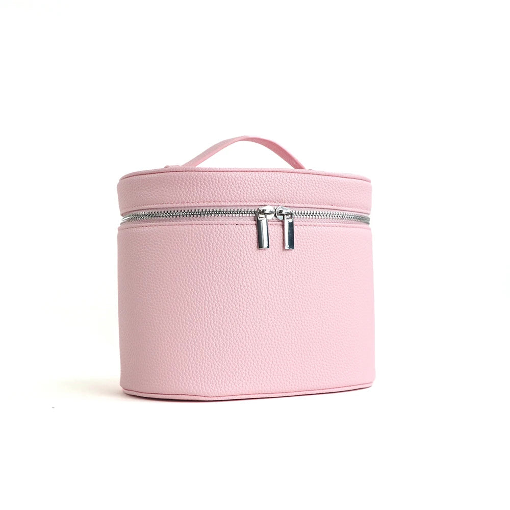 Large-capacity PU leather cosmetic box with internal storage box, customizable names and letters, travel portable cosmetic bag