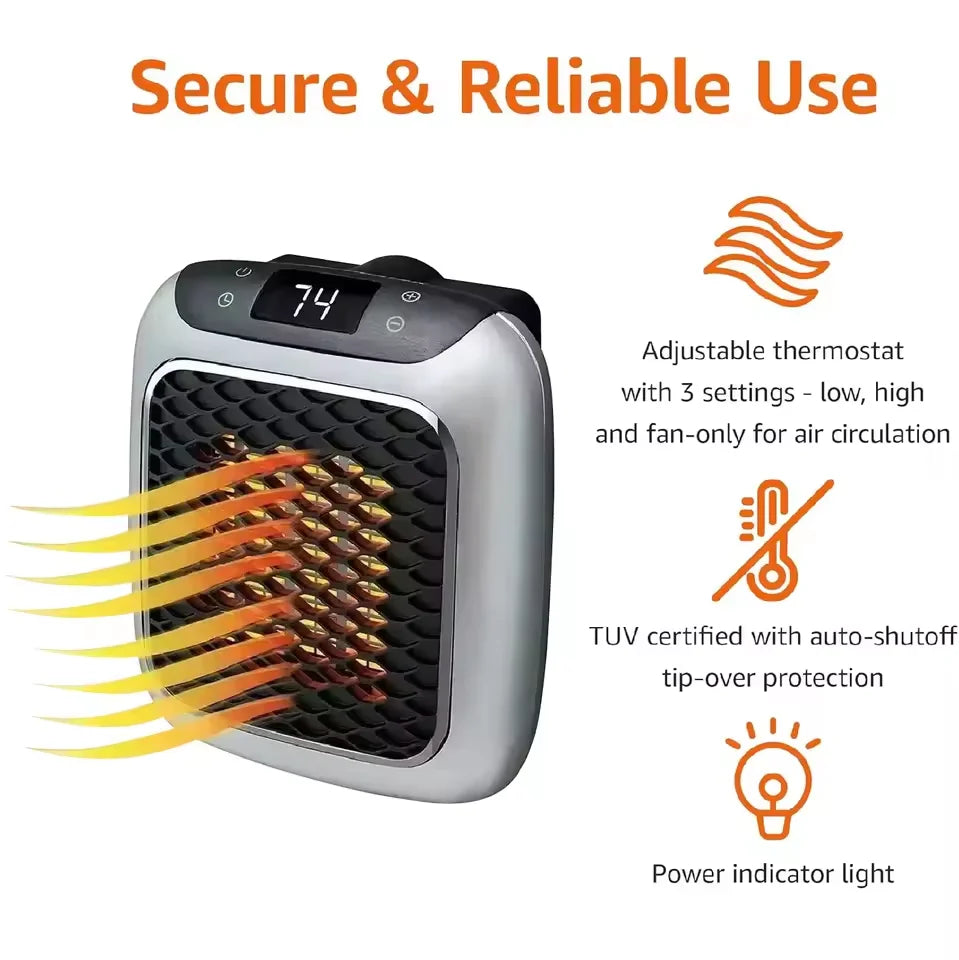 EU Plug In Heater Mini Electric Heater Warmer Wall Mounted PTC Ceramic Space Heater Portable Heater Fan for Home Office Bedroom Main image
