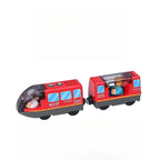 Kids Electric Train Set Compatible with Wooden Tracks Magnetic Connectors Diecast Metal Auto-Go Train Toy for Ages 3+ Boys Girls