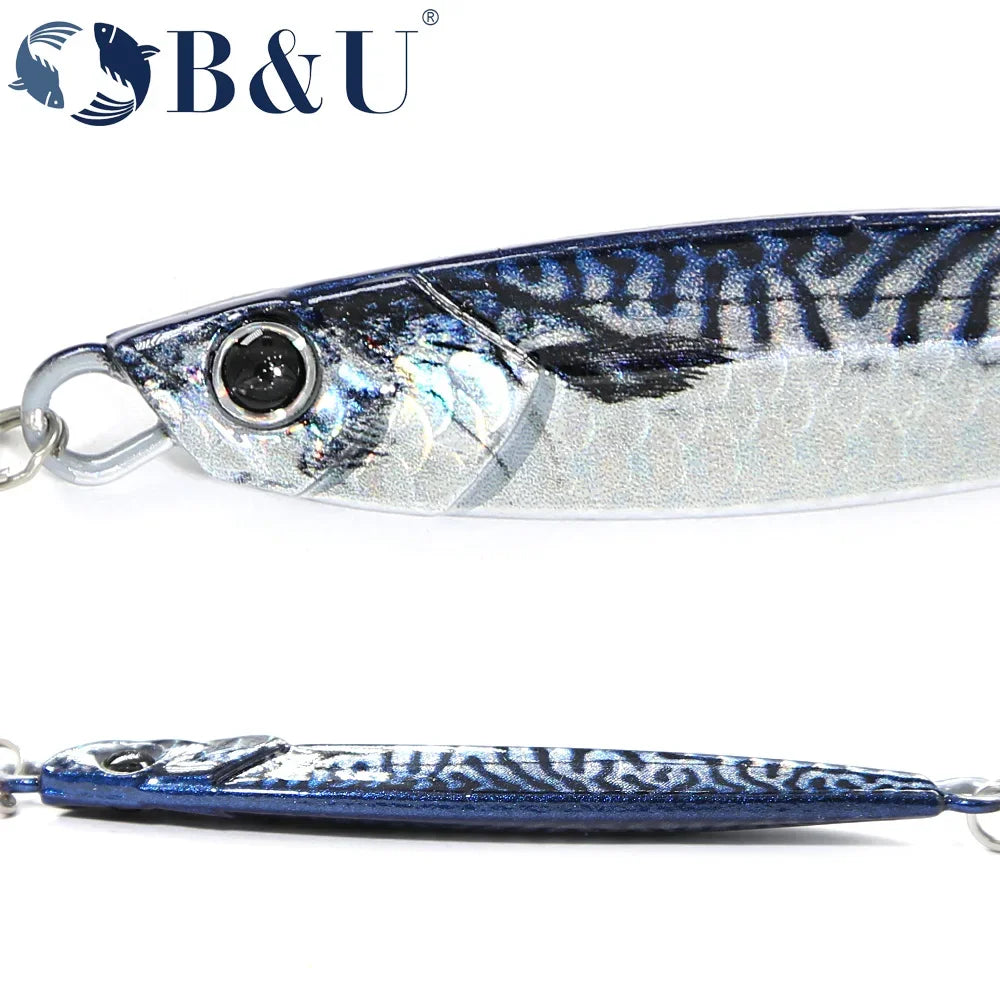 B&U Rattle Jig Sea Fishing Lures Metal Jig 40g 60g 80g Long Casting Lure Spinning Artificial Bait with Hook Spoon Fishing Tackle