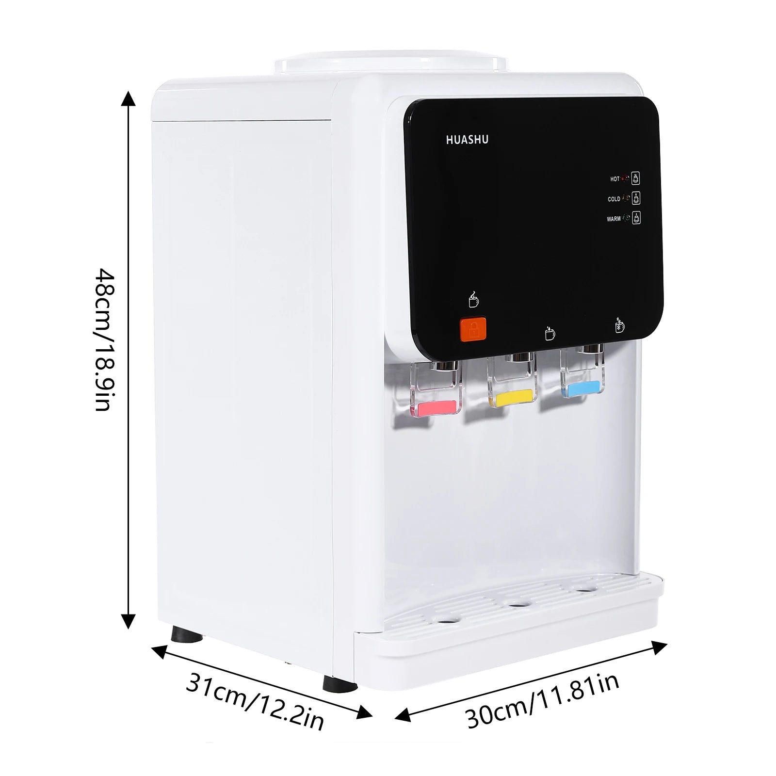 Modern White Electric Water Dispenser, 31* 30*48cm Water-cooled Dispenser, 500W Desktop Electric Cold And Hot Water Dispenser