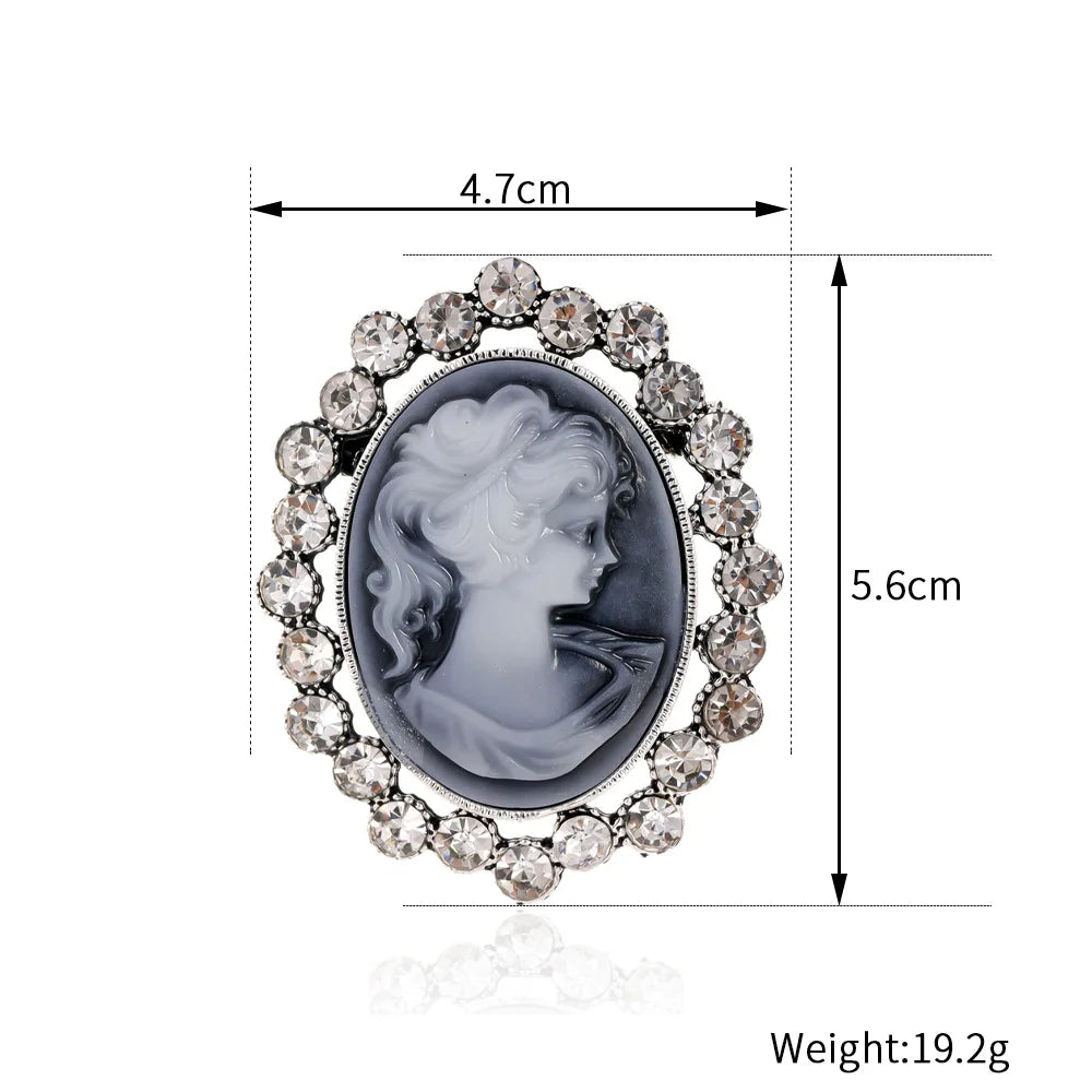 Vintage Victorian Design Queen's Cameo Brooch Pin, Antique Wedding Beauty Jewelry Gift, Elegant Style