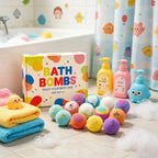 12pcs Kids Bath Bombs Set with Surprise Toys Inside Natural Organic Bubble Bath Fizzies Balls Gift for Children Holiday Gift Set
