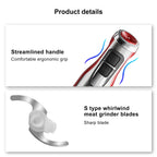 BioloMix 4-in-1 Hand Stick Blender, 1200W Stainless Steel - Immersion Mixer with Chopper Smoothie Cup Ice Blades for Baby Food