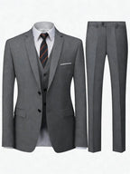 Men's Burgundy 2-Piece Suit Set (Blazer + Trousers Only, No Vest Included),Slim Fit Formal Business Wedding Party Jacket & Pants