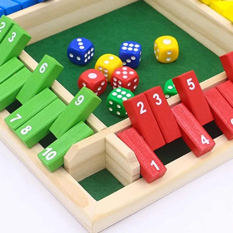 Four-Sided Flip Card Games Intellectual Educational Game Box Dice Toys Parent-Child Games Shut Wooden Number Game Board Games
