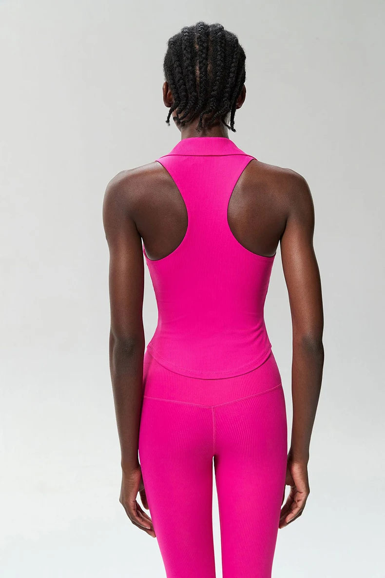 Sleeveless Fitness Yoga Shirt Women Summer Slim Fit V-Neckline Gym Running Top Breathable Quick Dry Sportswear Workout Clothes