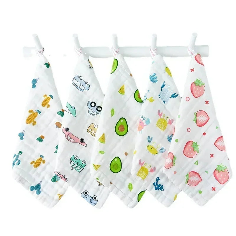 1pcs/5pcs Baby Face Towel Muslin 6 Layers Cotton Soft Baby Towels Handkerchief Bathing Feeding Face Washcloth Wipe Burp Cloth Secondary image