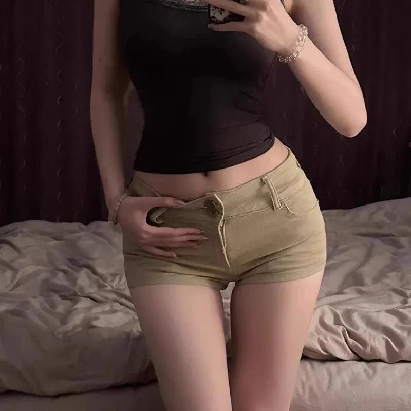 Sexy Low Waist Khaki Women Denim Shorts 2025 Summer Fashion High Street Slimming Skinny Hot Pants Vintage Y2K Hot Girls Shorts Secondary image