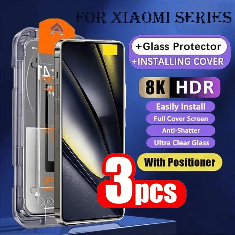 3Pcs Full Cover 8K HD Tempered Glass Screen Protector Dust-Free Installation for Xiaomi 15 14 Pro Ultra 13 12 11T Pro Lite Glass Main image