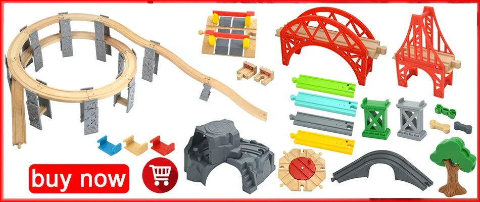 Wooden Train Toys Train Track Magnetic Set Electric Car Locomotive Diecast Slot Fit All Wood Brand Biro Railway Tracks For Kids