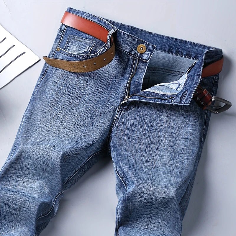 Wthinlee 8 Models Spring Autumn Business Jeans Men Casual Straight Stretch Fashion Classic Work Denim Trousers Brand Clothing