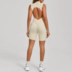 Women's Yoga Jumpsuit Hip Lift Sports Fitness Removable Padding Backless Zipper Leggings One-Piece Running Workout Gym Jumpsuit