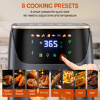 Patbrela Visible Air Fryer 7.0L 8-in-1 Max 200°C Electric Hot Fryer Oven Oilless Cooker with Touch Screen Nonstick Basket Family Size
