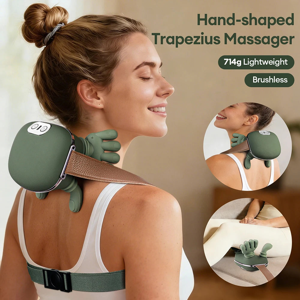 4D Bionic Finger Neck Shoulder Massager Wireless Neck Cervical Trapezius Kneading Massage Shawl Brushless Motor Neck masajeador Main image