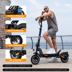 RCB NFC D5 ABE Ultra Electric Scooter for Adults ABE Certified 500W Motor 1600W Peak 27Ah Battery 110-130km Range 10 Inch Self-repairing Tires Double Brake Dual Suspension Turn Signals NFC APP