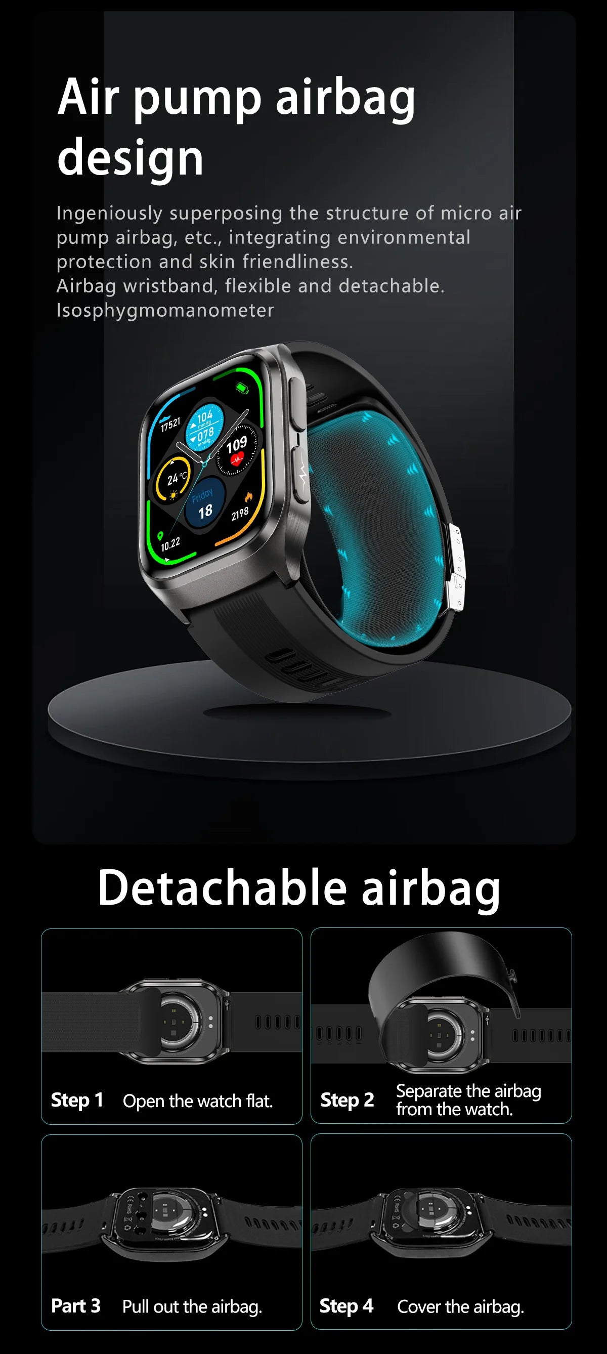 2026New Health Watch Blood Pressure Accurate Measure Smart Watches Men Uric Acid Blood Lipids waterproof Airbag Smartwatch Women