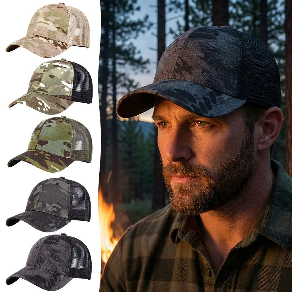 Outdoor Baseball Caps Adjustable Snapback Hat Breathable Mesh Sunscreen Hat Sports Hunting Hiking Camping Anti-UV Baseball Caps