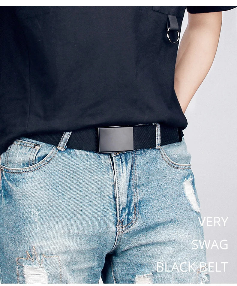 1/2pcs Canvas Nylon Belt Men Black Automatic Buckle Unisex Women Large Big Size Jeans Belts Plus LONG Extra Size 160 150 140cm