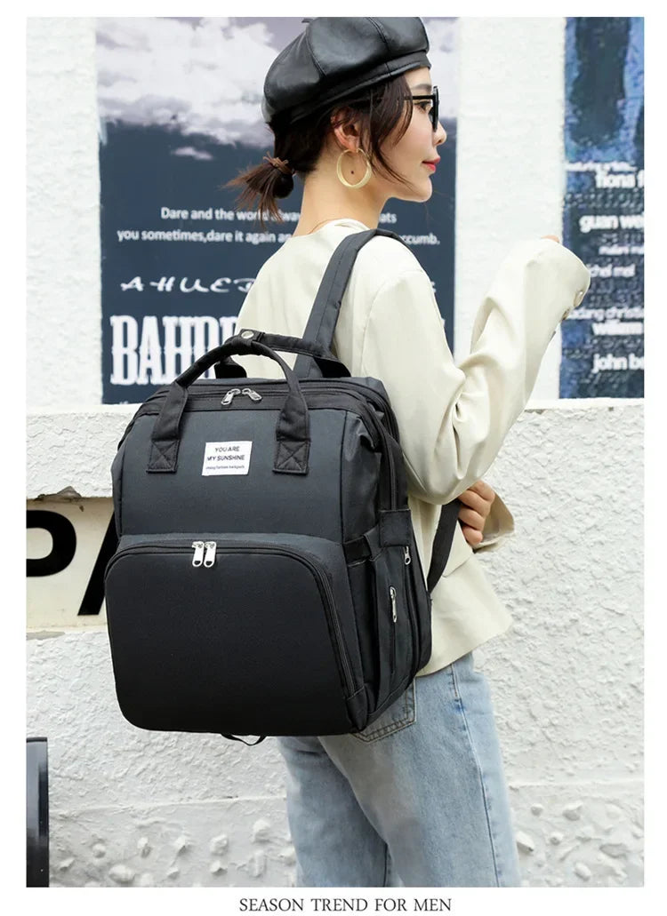 Mommy Diaper Bags Baby Bed Mother Large Capacity Nappy Milk Bottle Backpacks with Changing Mat Convenient Baby Nursing Bags