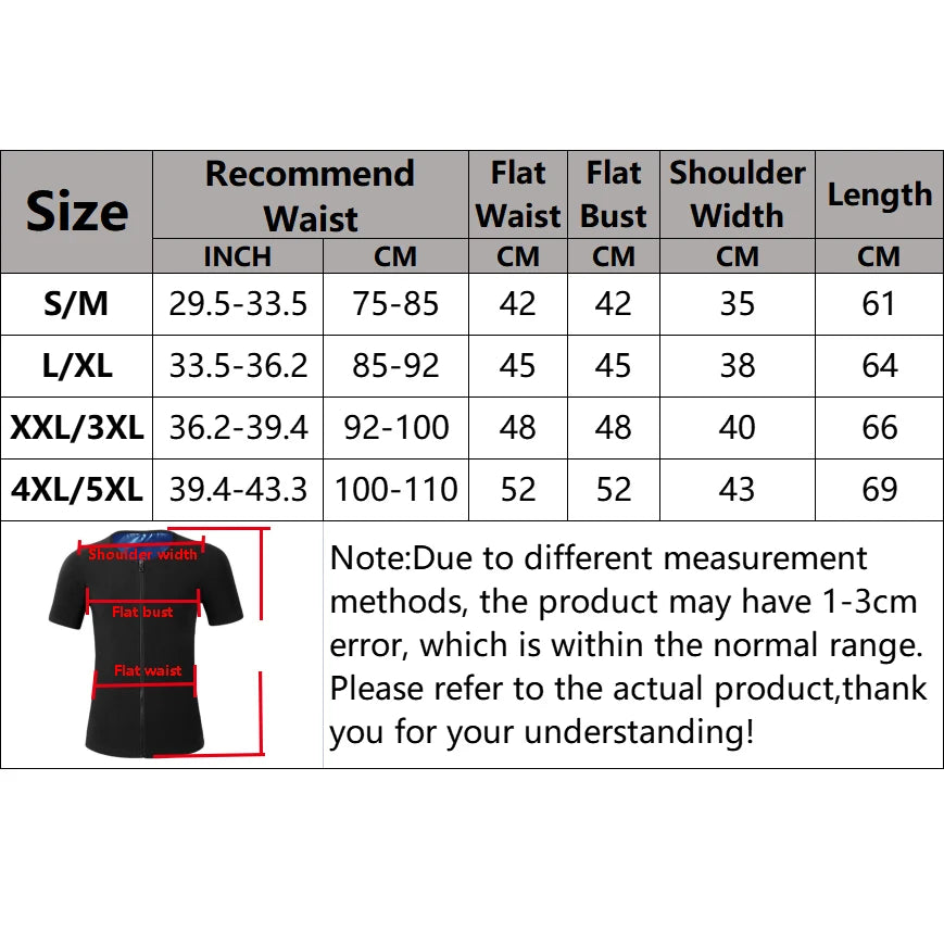 Men Sweat Sauna T-shirt Heat Trapping Compression Shirts Waist Trainer Sportswear Slimming Sauna Suit Fitness Fat Burning Tops