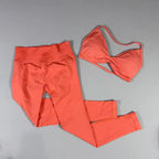 UETEEY Set For Woman Strappy Yoga Bra Sports Top Workout Leggings Set Seamless Gym Set Fitness Clothes Outfit Activewear