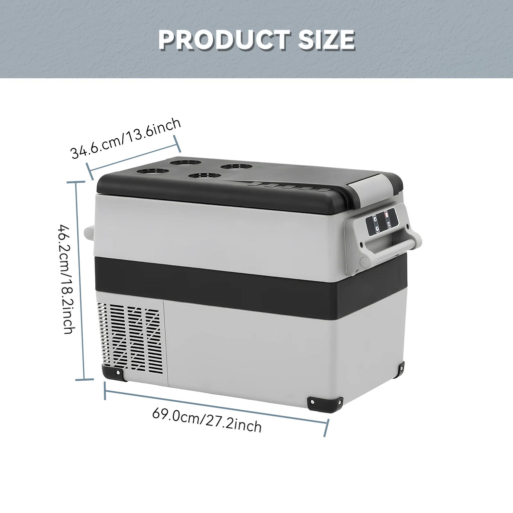Podofo Car Mini Refrigerator Mini Fridge 45L Freezer Portable Compressor Cooler 12/24V DC 110-240V Ice Box for Camping