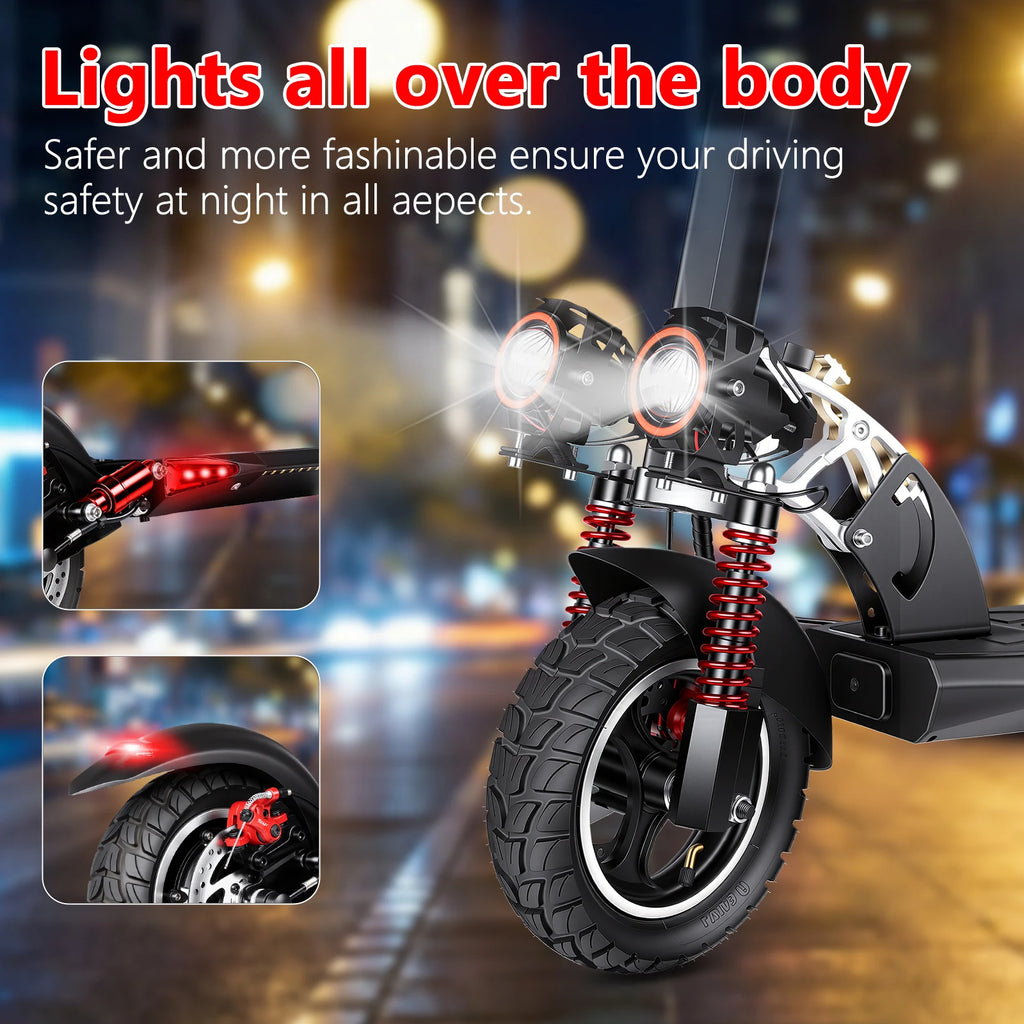 Electric Scooter 800W Motor 48V13AH Battery Send Removable Seat E-Scooter Adult 10" Tire City Commuter All-Terrain Fold Scooters