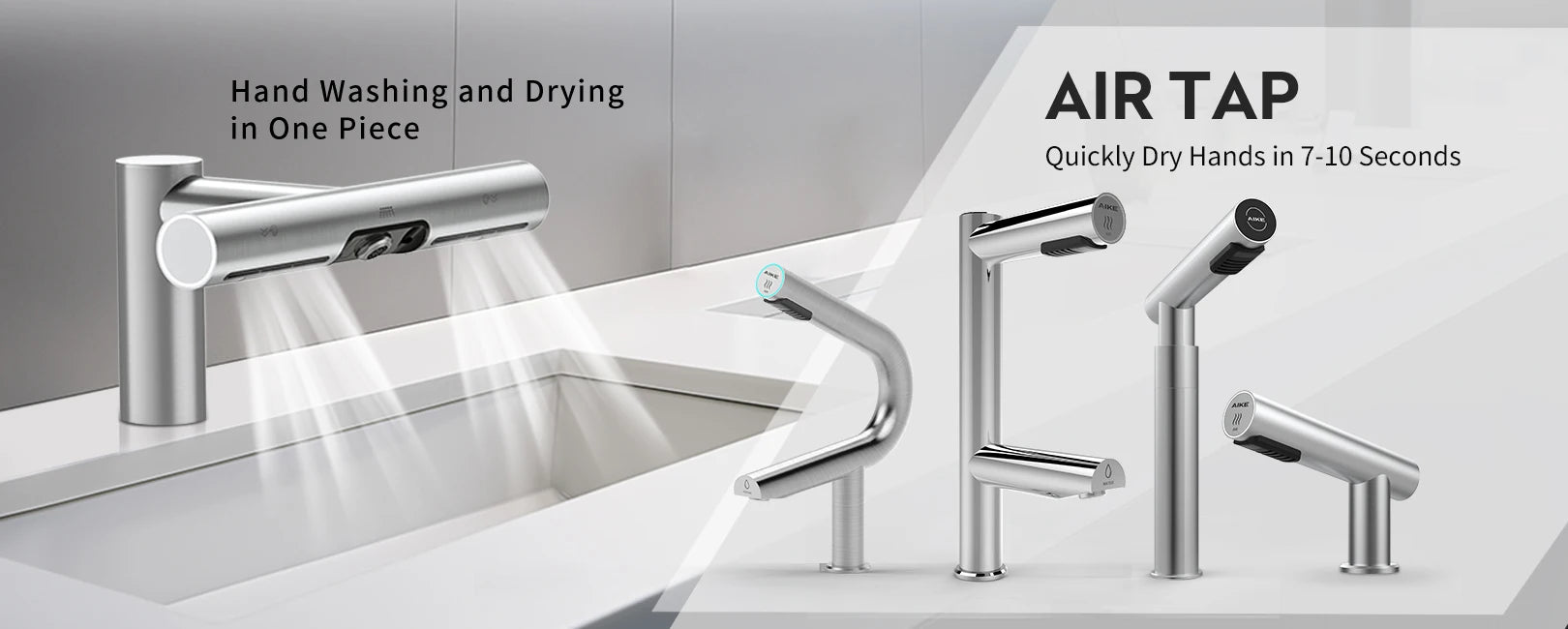 AIKE Automatic Hands Dryer with Drip Tray Wall Mounted High Speed Drying Machine 10-15s Quick Dry Hands Model AK2632 1400-1650W
