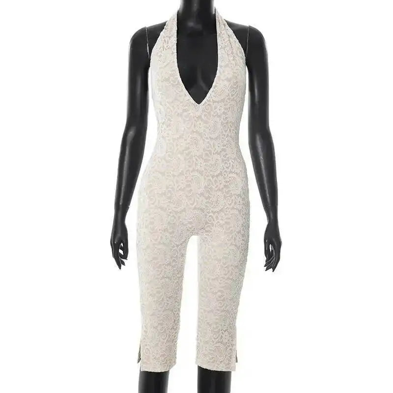 Avrilyaan Lace Seven-Point Long Pants Bodycon Sexy Party Deep V Playsuits Women Rompers Womens Jumpsuit 2025 Summer Overalls